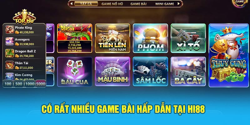 Có rất nhiều game hấp dẫn tại Hi88